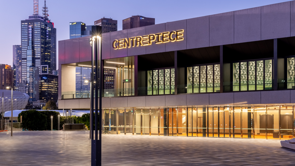 External image of Centrepiece at dusk.